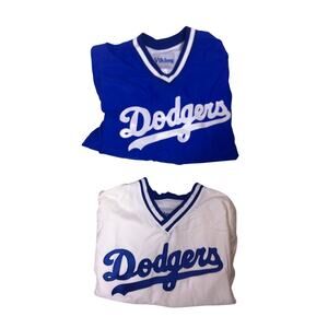 Vintage Lot of 2 LA Dodgers Windbreakers Fleece Lined Men’s L Blue White USA MLB